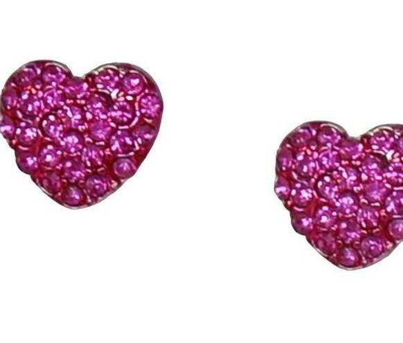 Krass&co Fresh &  Rhinestone Heart Stud Earrings Pink NWT