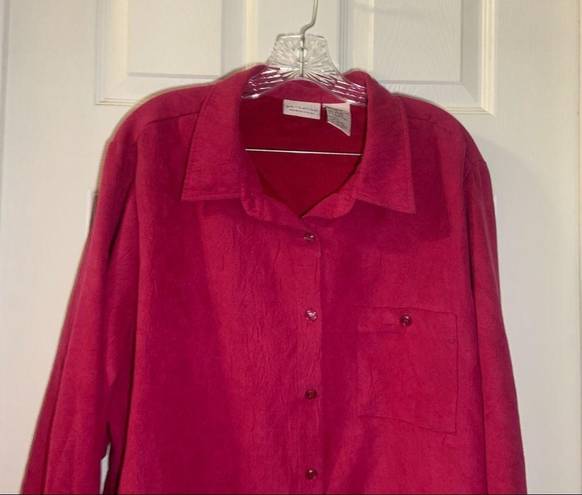 White Stag  Pink Faux Suede Long Sleeve Button Up Blouse 18/20W