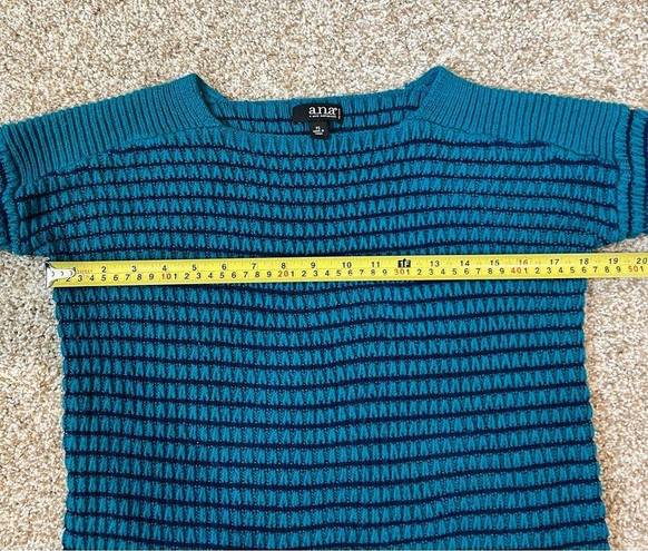 a.n.a A New Approach Teal and Navy Knit Striped Sweater Size Petite Small