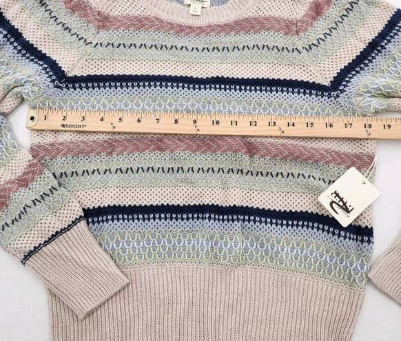 a.n.a . Womens Size Small Blue/ Beige/Pink Stripe Long Sleeve Sweater