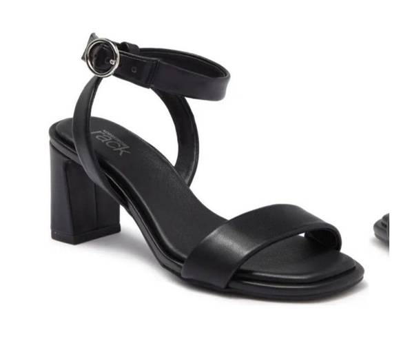 Nordstrom Rack  | Landry Black Vegan Leather Open Toe Block Heels Women's 9