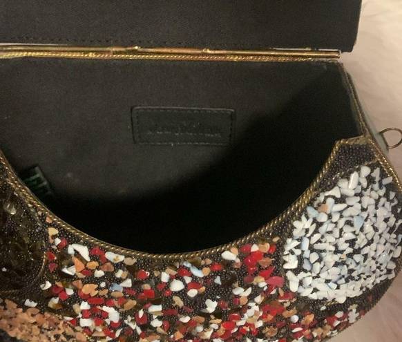 Sam Edelman  MULTI STONED HANDBAG WITH LEATHER TASSLE and HARD SHELL CASING