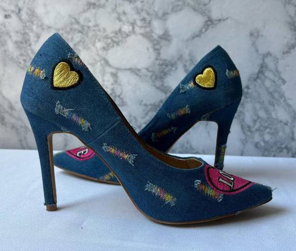 Penny Loves Kenny  Denim Patchwork Stiletto Pumps Size 7