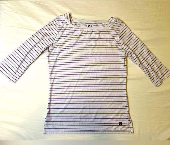 FootJoy  FJ Women's Striped 3/4 Sleeve Golf Top White Purple Small‎