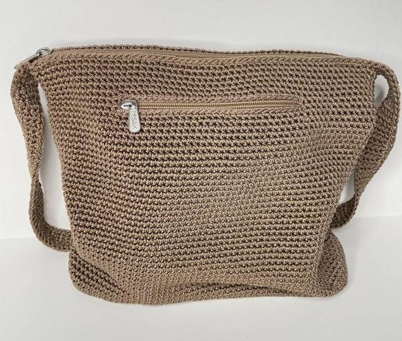 The Sak  Womans Purse Crochet Knit Tan Large Shoulder Bag Satchel Purse