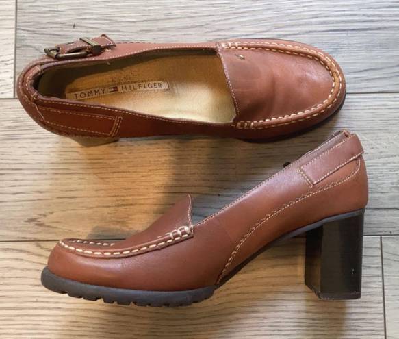 Tommy Hilfiger Vintage  brown / tan heeled genuine leather Loafers