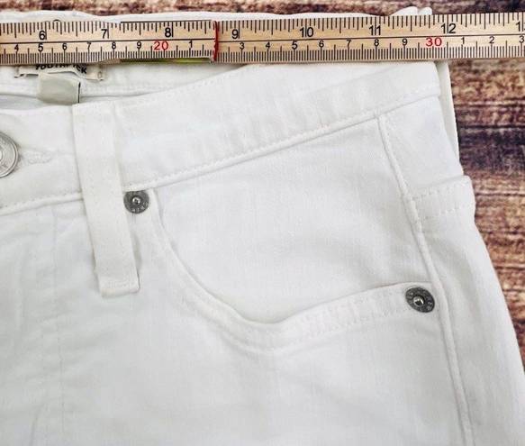 J.Crew  Jeans Women's Size 26 White Frayed Hem 10" High Rise Toothpick Skinny