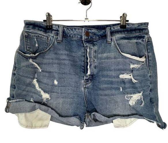 Treasure & Bond  Medium Wash Highrise Boyfriend Distressed Denim Shorts