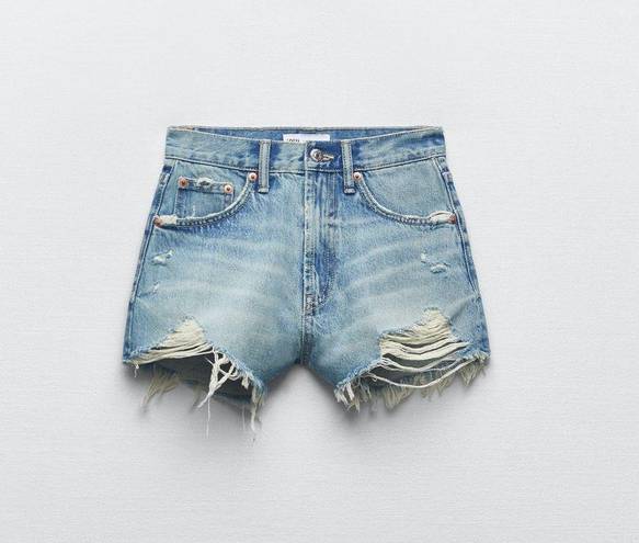 ZARA TRF High Rise Curved Denim Shorts