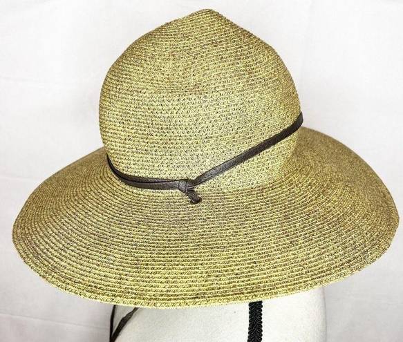 Pacific&Co San Diego Hat . Mixed Braid Large Brim Sun Hat Beige Packable NWOT