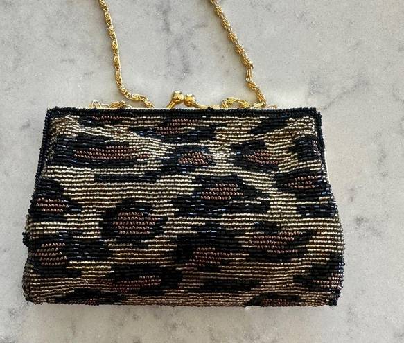 Valerie Stevens NWT Beaded Leopard Clutch Crossbody Bag