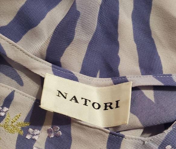 Natori  Purple Zebra & Embroidered Floral Nightgown (S)