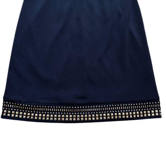 Jessica Howard  Dress Navy Blue Gold Studded Embellishment Sleeveless Size 8