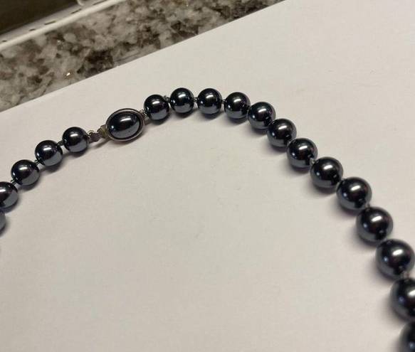 Talbots Women’s Signed  Silver Tone Grey Bead Costume Necklace