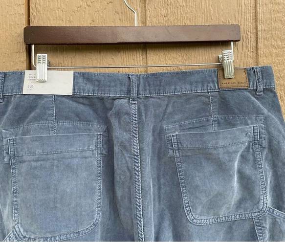 American Eagle NWT  Womens Shorts Blue Gray Corduroy 90s Boyfriend Size 18