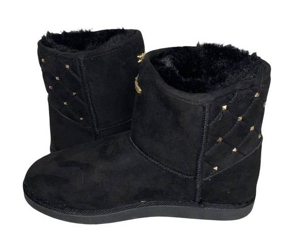 Juicy Couture NWOT  Kingle Black Suede Fuzzy Ankle Boots