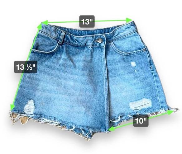 ZARA  Skort With Front Flap Size 4 Cute Skirt With Inside Shorts Distressed Style