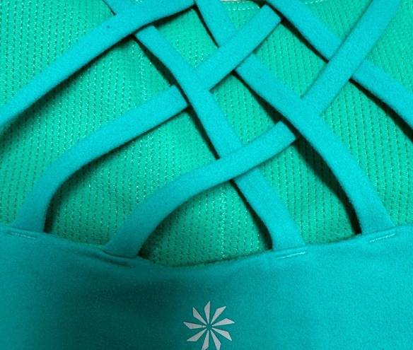 Athleta  Hyper Focused Bra Powervita Green Strappy Sports Bra Size S