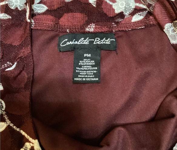 Candalite NWT  Women's Dress Burgundy Floral Lace Scoop Neck Sleeveless Sz M #303