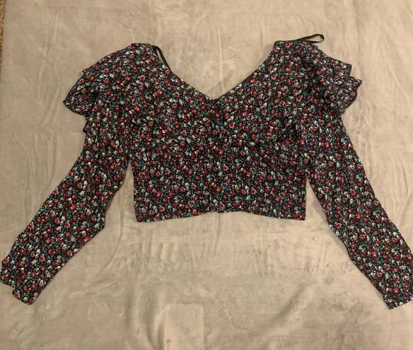 Vintage Extra Femme Collection Ruffle Crop Top Multiple Size M