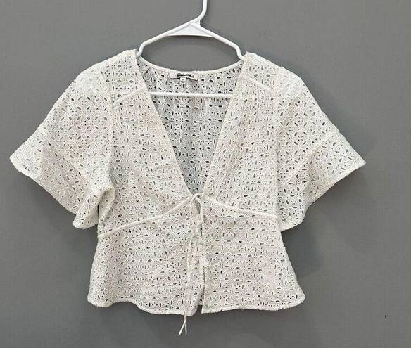 Madewell Tie-Front Top in Eyelet SOFT WHITE NWT