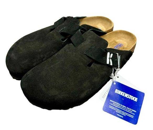 Birkenstock Boston Footbed Slip On Backless Clogs Black Suede Shoes EU 39