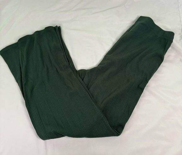 Aerie NWT  Green Size L Flared High Waist Kick Flare Ribbed Pants Cropped Cotton