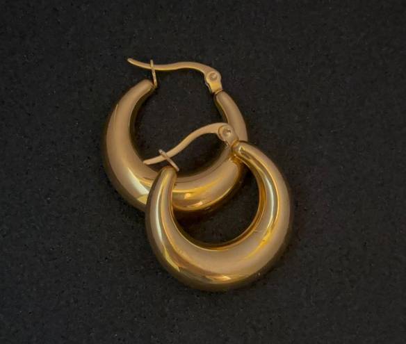 18K Gold Plated Chunky Hoop Earrings for Women