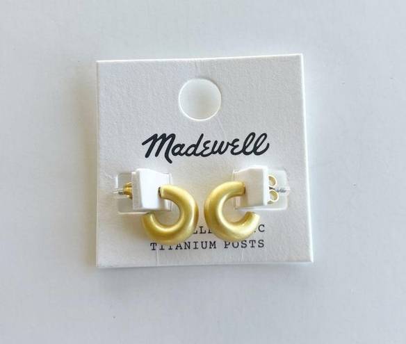 Madewell Chunky Huggie Hoop Earrings in Vintage Gold Color NWT