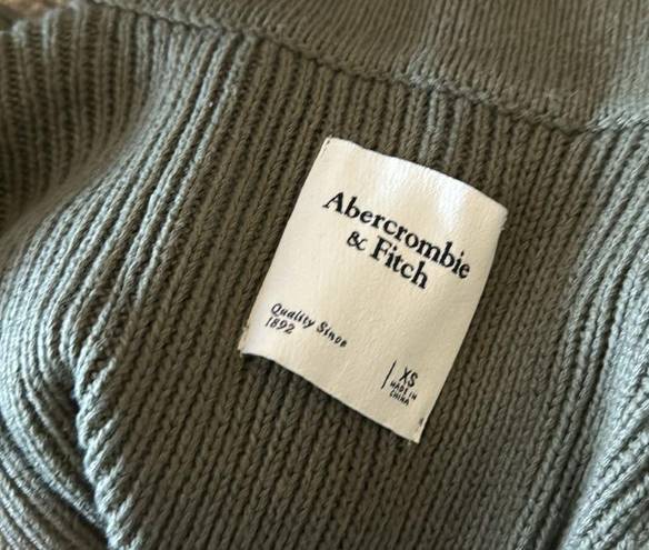 Abercrombie & Fitch Abercrombie Green Double Zip Ribbed Knit Cardigan