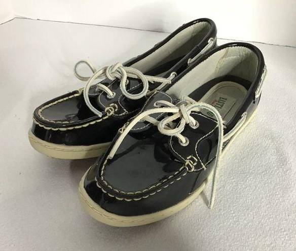 EastLand  Solid Black Womens Rosy Boat Shoes  Lace Up Leather Size 7M