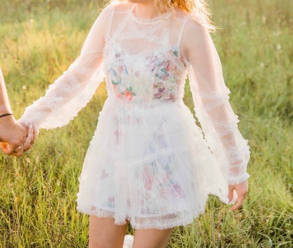 These Three Boutique Lace Floral Sheer Mini Dress