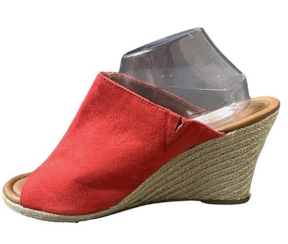 Lane Bryant  Shoe Women 12M Orange Wedge Sandals Vegan Suede Jute Vacation Cruise