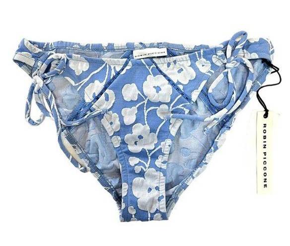 Robin Piccone  women's Sadie Floral Sky Blue Bikini Bottom Small NEW $66