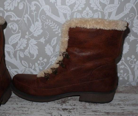 Wear Ever Fur Lined Boots Womens 8 M Brown Leather