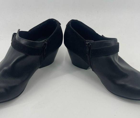 American Eagle  Womens Ankle Boots 2.5" Block Heels Zipper Buckle Suede Black 9M