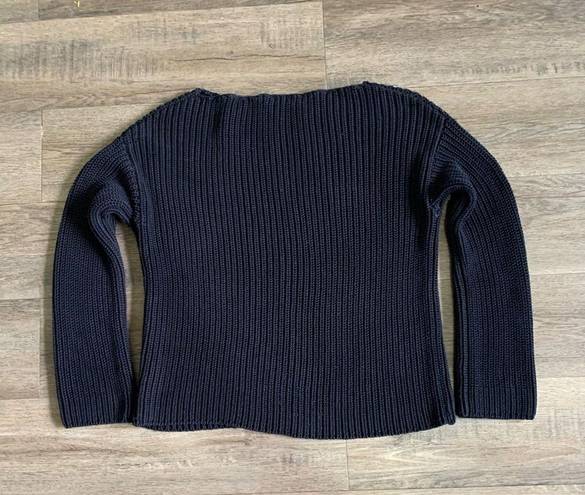 Vince  Waffle Thick Stitch Knit Cotton Pullover Sweater Top Size XS Navy blue