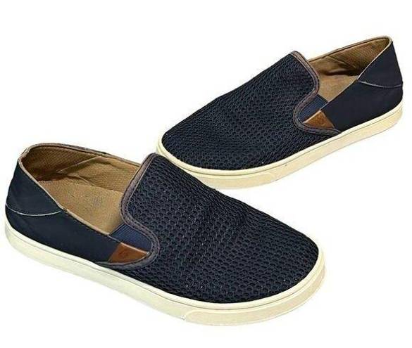 Olukai  Pehuea Shoes Womens Size 8.5 Navy Blue Mesh Drop In Heel Classic Slip On