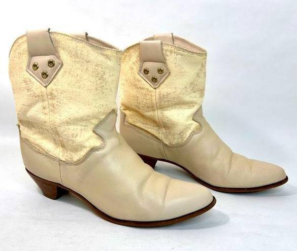 Dingo Vintage 1980’s  Cream Leather Slouchy Western Boots size 9.5 IOB