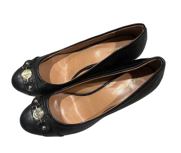 Tommy Hilfiger  Kaprice Women Almond Toe Leather Black Heels Size