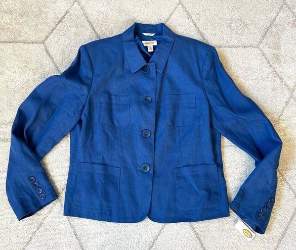 Talbots  Blue Linen Blazer Plus Size 16