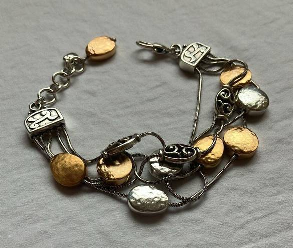 Brighton :Mediterranean Gold & Silver tone Bracelet- multistrand with style discs