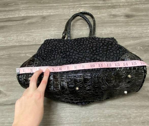 Buckle Black Faux Fur Double Strap Shoulder Bag with 