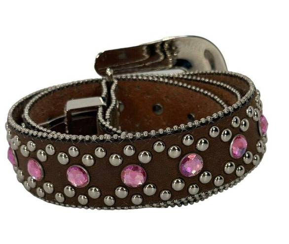 Blazin Roxx  Belt Brown Western Rodeo Bling Rhinestone Big Buckle Womens Large