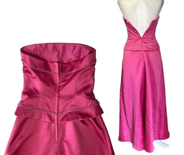 Jordan  Y2K Strapless Hot Pink Corset Formal Long Dress Fit & Flare 2