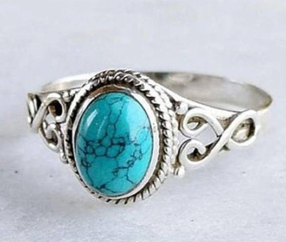 New Turquoise Oval Ring Blue