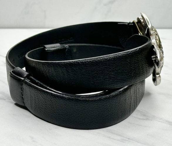 Chico's  Vintage Black Genuine Leather Turtle Buckle Belt Size Medium M Large L