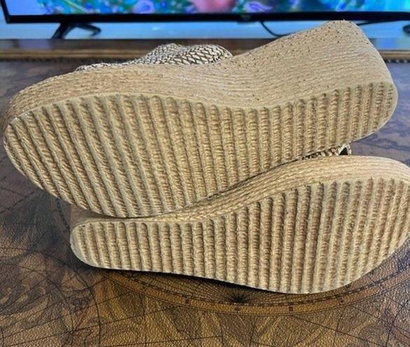 sbicca  Womens Ballona Natural Beige Jute Slip On Platform Wedge Sandal sz 9M Y2K