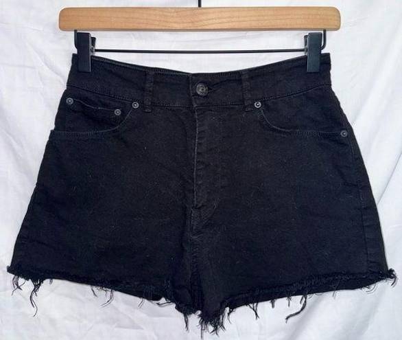 Mango  MNG Black Wash High Waisted Cut Off Denim Shorts size US 2