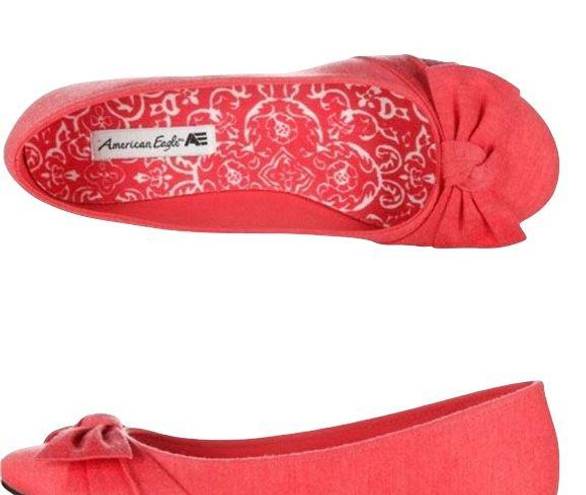 American Eagle  Pink Coral Bow Tie Flats